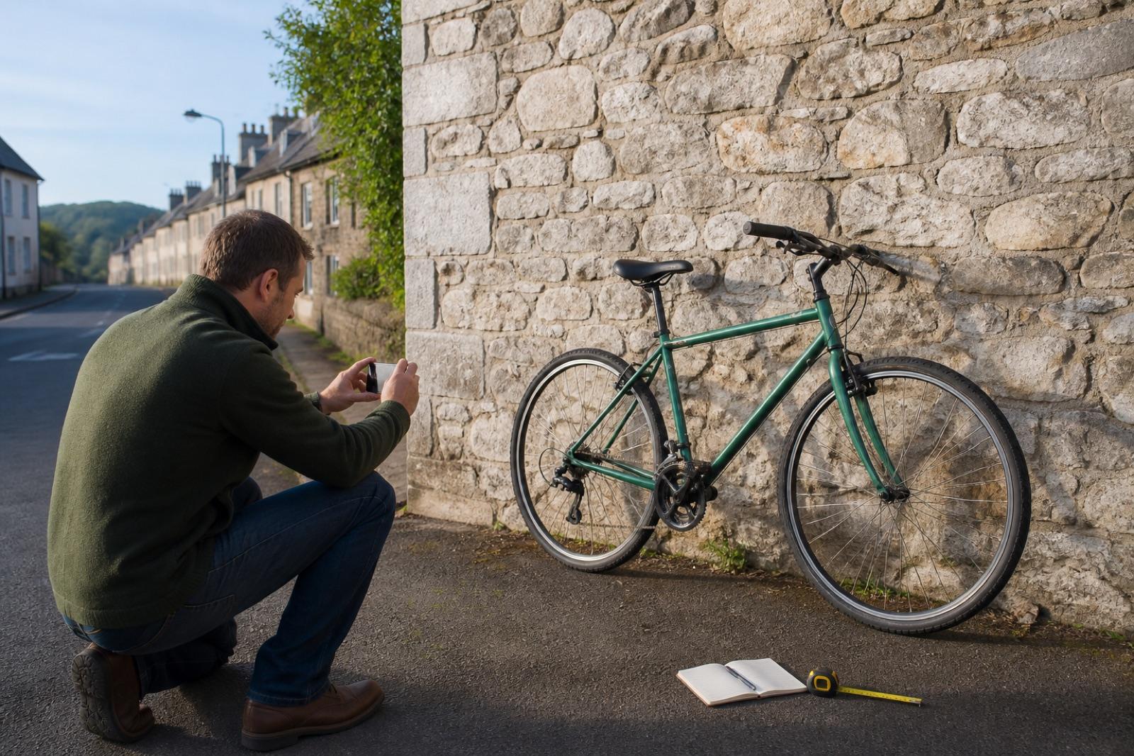 Seller photographing a clean used bicycle for an online listing