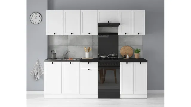 230 cm White Classic Complete Kitchen Set with Worktop
