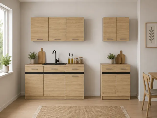 180 cm Amber Oak Classic Complete Kitchen Set without Worktop, photo 1