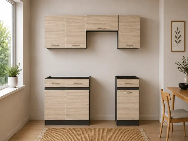170 cm Sonoma Oak Junona Line Complete Kitchen Set with Worktop