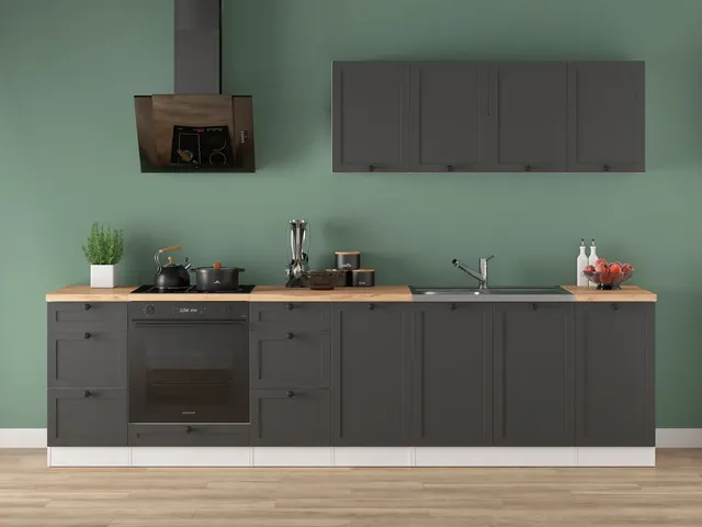 300 cm Graphite Modern Complete Kitchen Set Design B