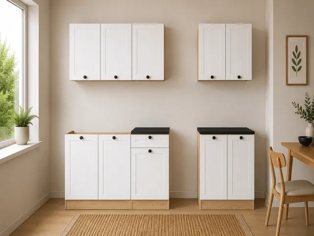 180 cm White Practical Complete Kitchen Set with Worktop