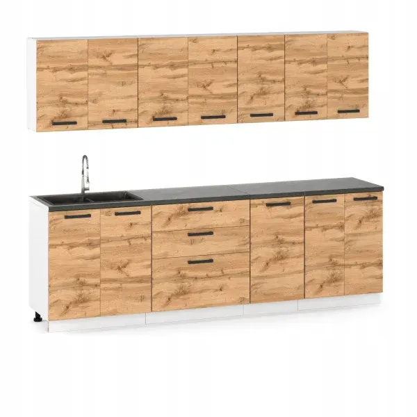 260 cm Matt White, Wotan Oak and Graphite MILAN Complete Kitchen Set, photo 1