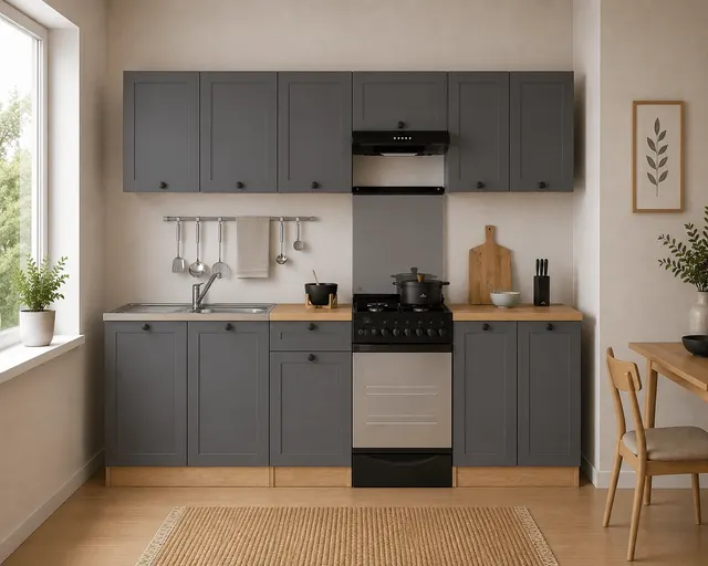 230 cm Graphite Modern Complete Kitchen Set without Worktop, photo 1