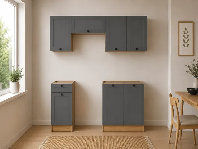 180 cm Graphite Modern Complete Kitchen Set without Worktop Design B