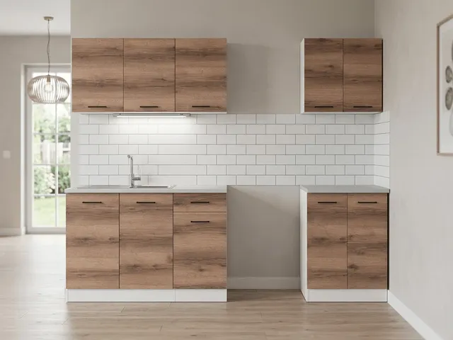180 cm Dark Delano Oak Junona Line A Complete Kitchen Set without Worktop