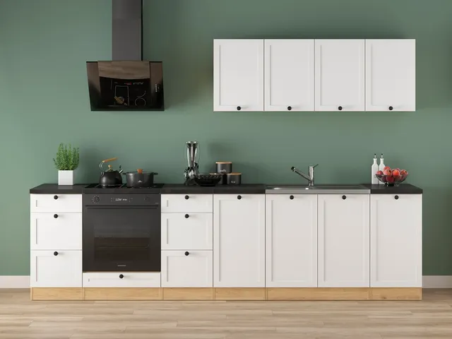 300 cm White Spacious Complete Kitchen Set
