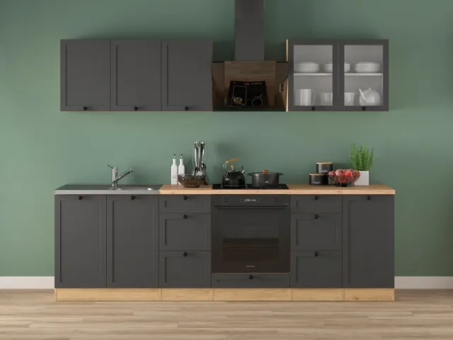 260 cm Graphite Modern Complete Kitchen Set Design B
