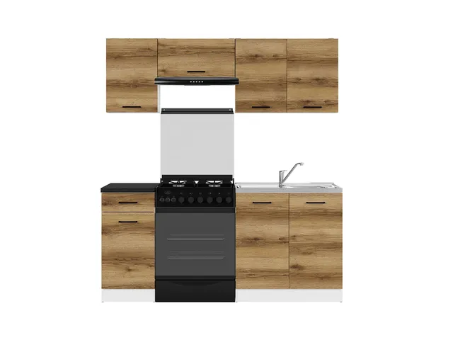 180 cm Light Delano Oak Modern Complete Kitchen Set with Worktop, photo 1