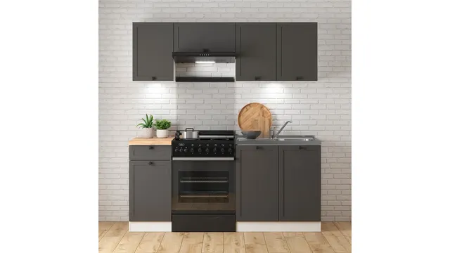 180 cm Graphite Modern Complete Kitchen Set without Worktop Design A