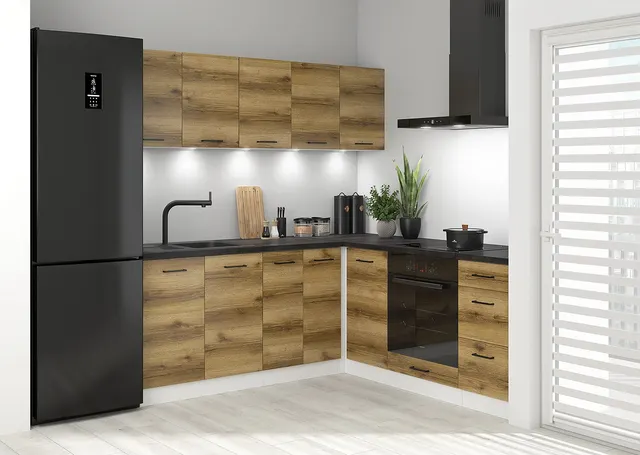 200×200 cm Light Delano Oak Timeless Corner Kitchen without Worktop, photo 1