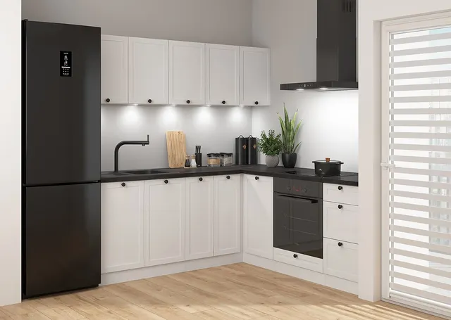 200×200 cm White Timeless Corner Kitchen without Worktop, photo 1
