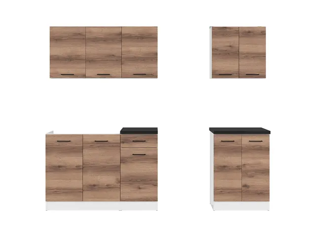 180 cm Dark Delano Oak Practical Complete Kitchen Set with Worktop