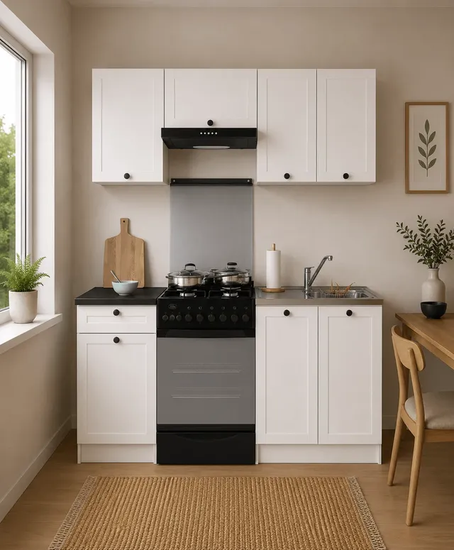 170 cm White Compact Complete Kitchen Set without Worktop, photo 1
