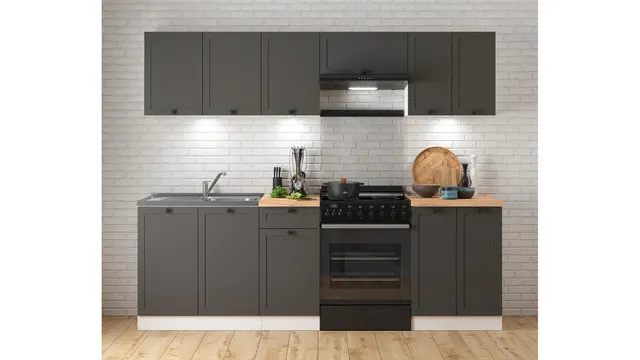 240 cm Graphite Modern Complete Kitchen Set without Worktop Design A, photo 1