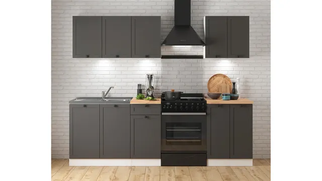 180 cm Graphite Compact Complete Kitchen Set without Worktop