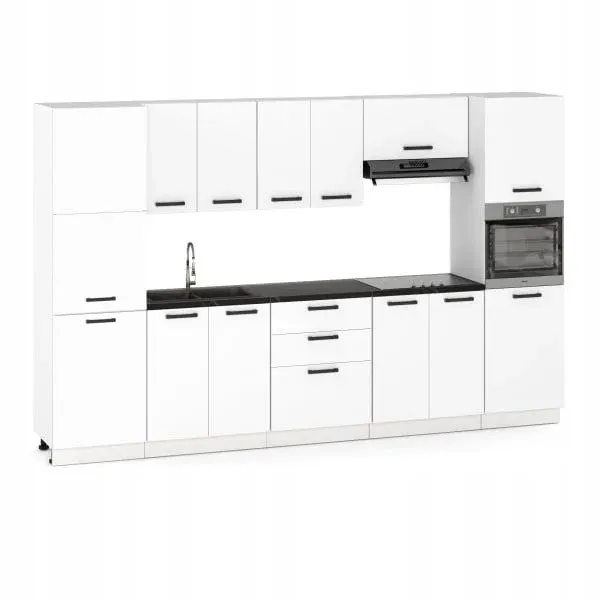 320 cm Matt White, Graphite and Cashmere MILAN Complete Kitchen Set, photo 1