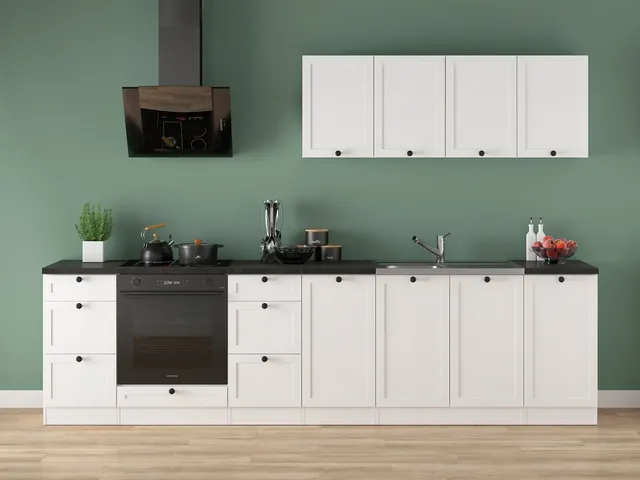 300 cm White Modern Complete Kitchen Set