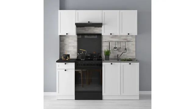 180 cm White Compact Complete Kitchen Set without Worktop