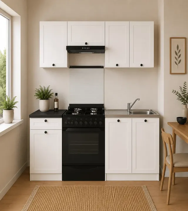 180 cm White Classic Complete Kitchen Set with Worktop, photo 1
