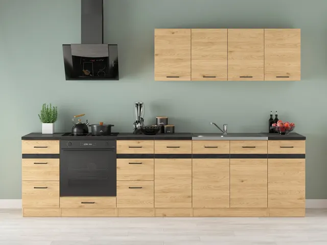 300 cm Amber Oak Classic Complete Kitchen Set