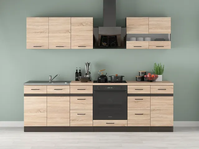 260 cm Sonoma Oak Modern Complete Kitchen Set
