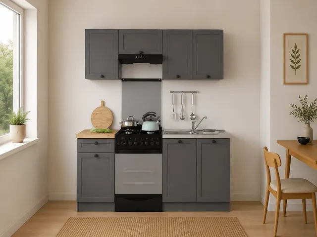 170 cm Graphite Compact Complete Kitchen Set without Worktop