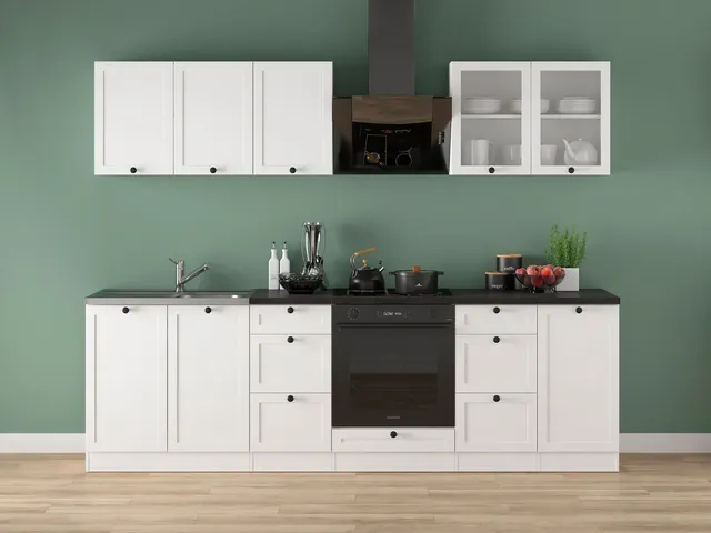 260 cm White Functional Complete Kitchen Set