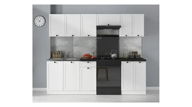 240 cm White Complete Kitchen Set with Worktop
