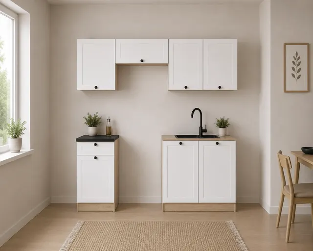 180 cm White Modern Complete Kitchen Set with Worktop, photo 1