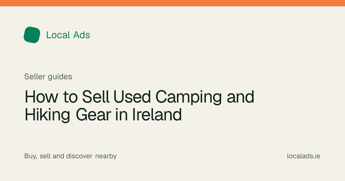 Tent, backpack and camping equipment checked and arranged for sale