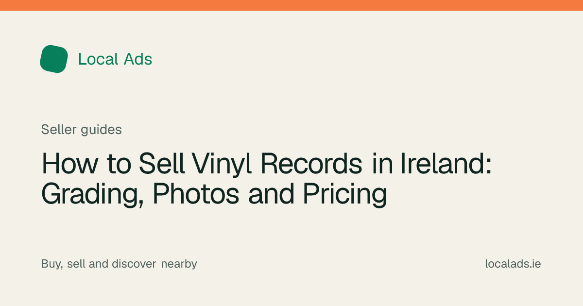 Vinyl records, sleeves and turntable prepared for a second-hand listing