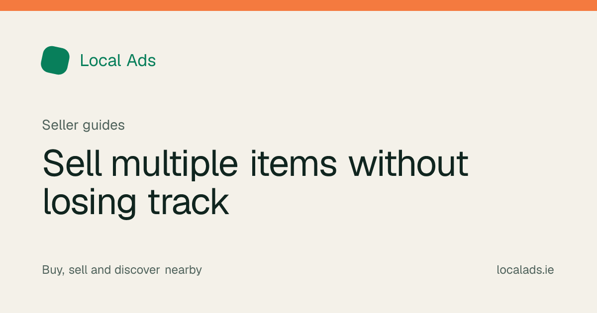 Labelled groups of household items organised for several online listings
